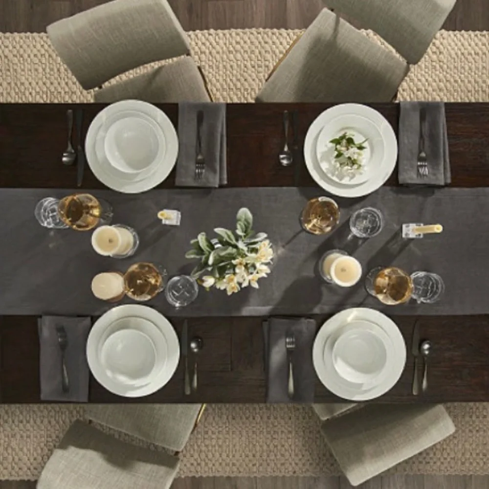 Holiday Table Runner Charcoal Gray Luxury Fieldcrest Holiday Gathering Linen NWT